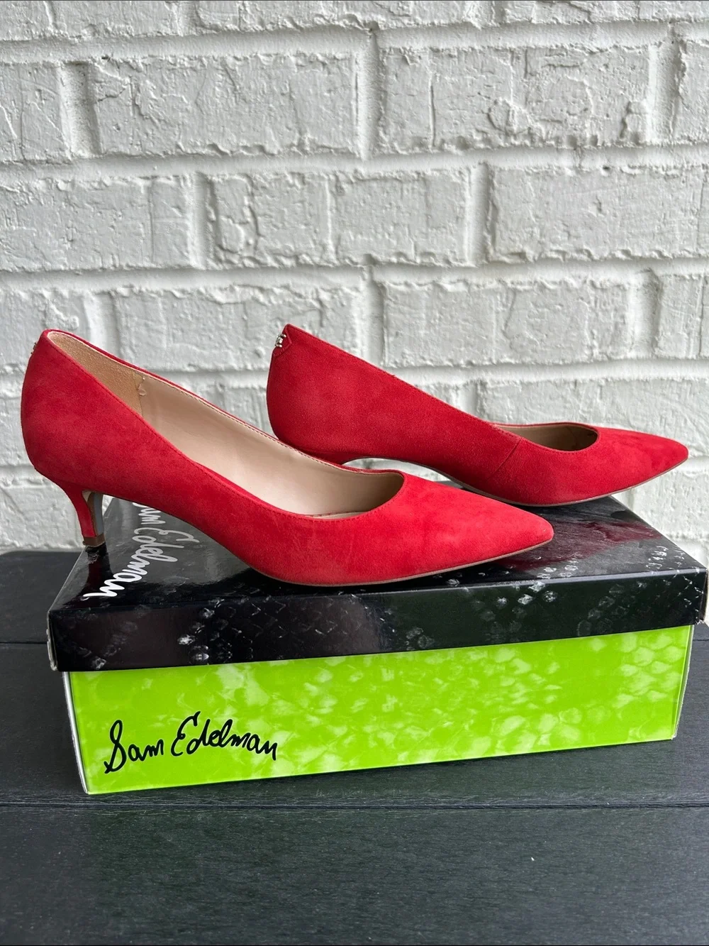 Sam Edelman Red Suede Pointed-Toe Heels - Picture 5 of 9